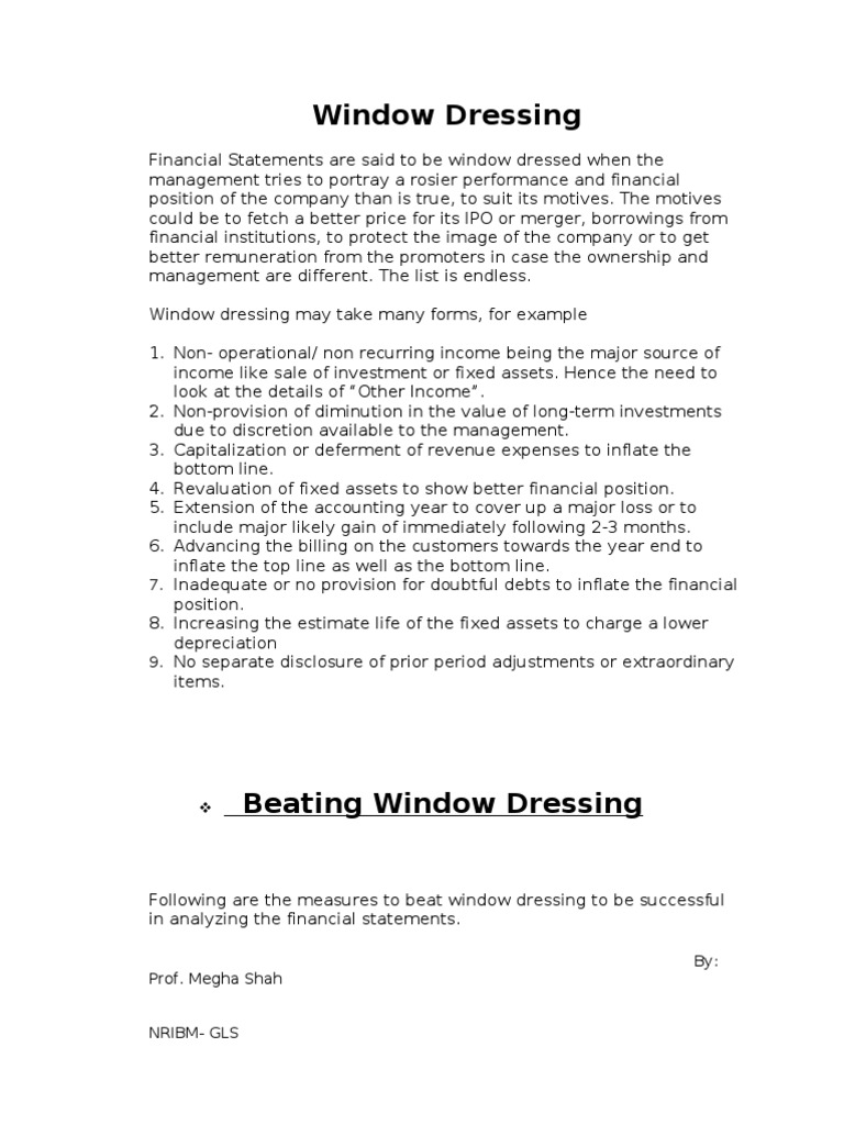 Window Dressing PDF