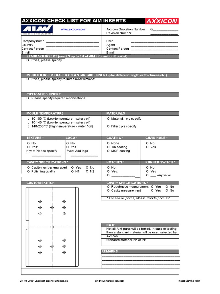 AIM Checklist Insert PDF Building Engineering Industrial Processes