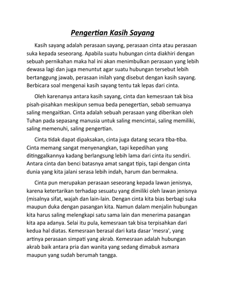 Pengertian Kasih Sayang | PDF
