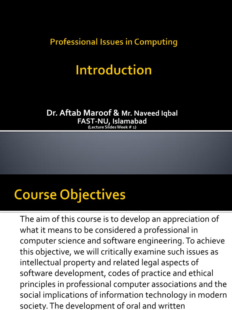 Professional Issues in IT Course Overview | PDF | Profession | Computing