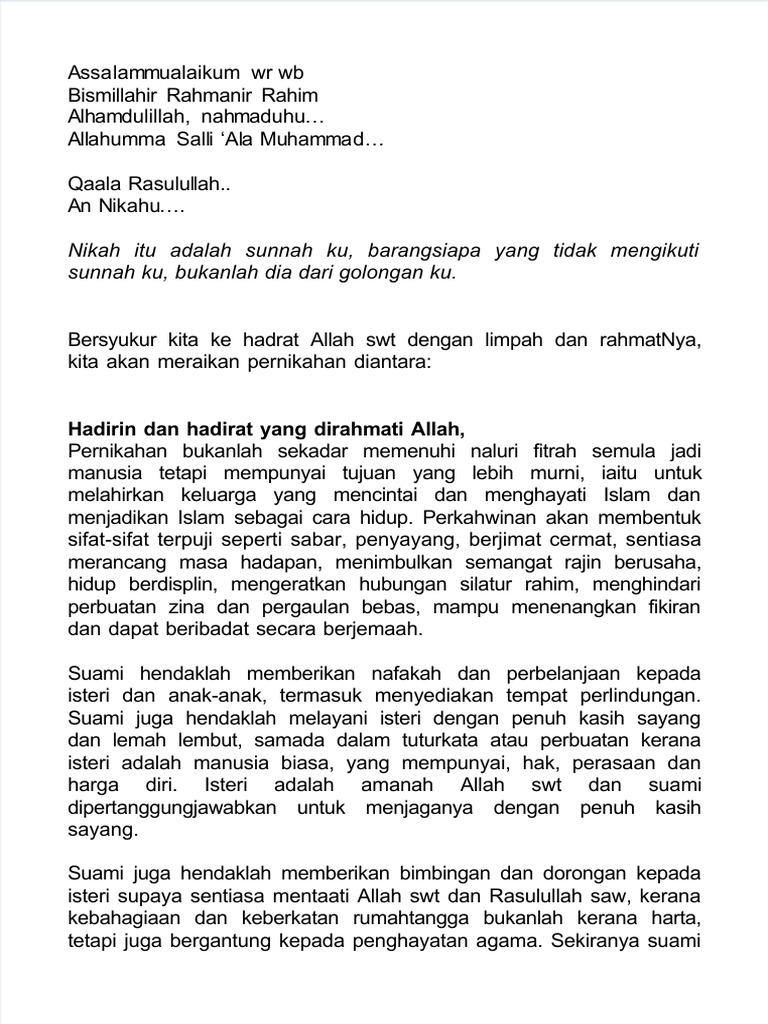 Dokumen - Tips - Khutbah Nikah Dan Doa | PDF