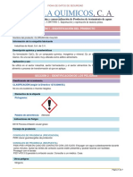 Hoja de Seguridad CLORURO DE CALCIO