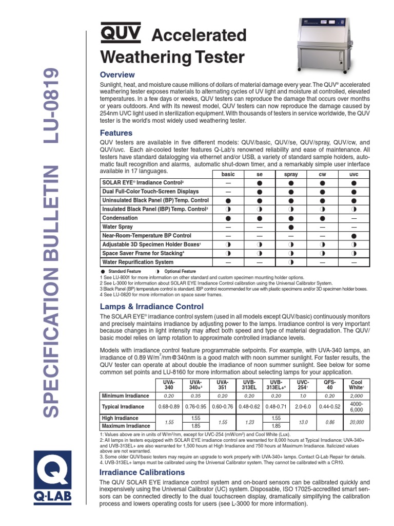 Accelerated Weathering Tester | PDF | Ultraviolet | Mains Electricity