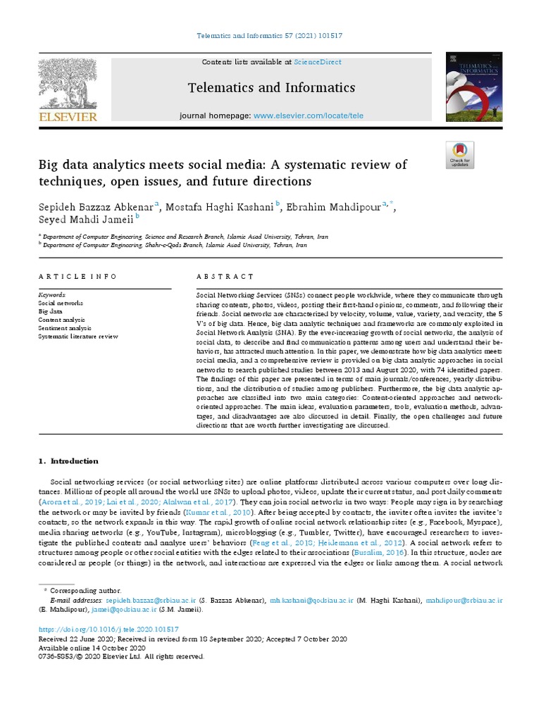 Big Data Analytics Meets Social Media A Systematic Review of Tech ...