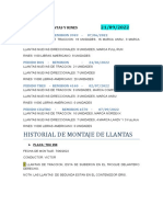 Informe de Llantas Pedido Uno, Pedido Dos, Pedido Tres y Cuatro