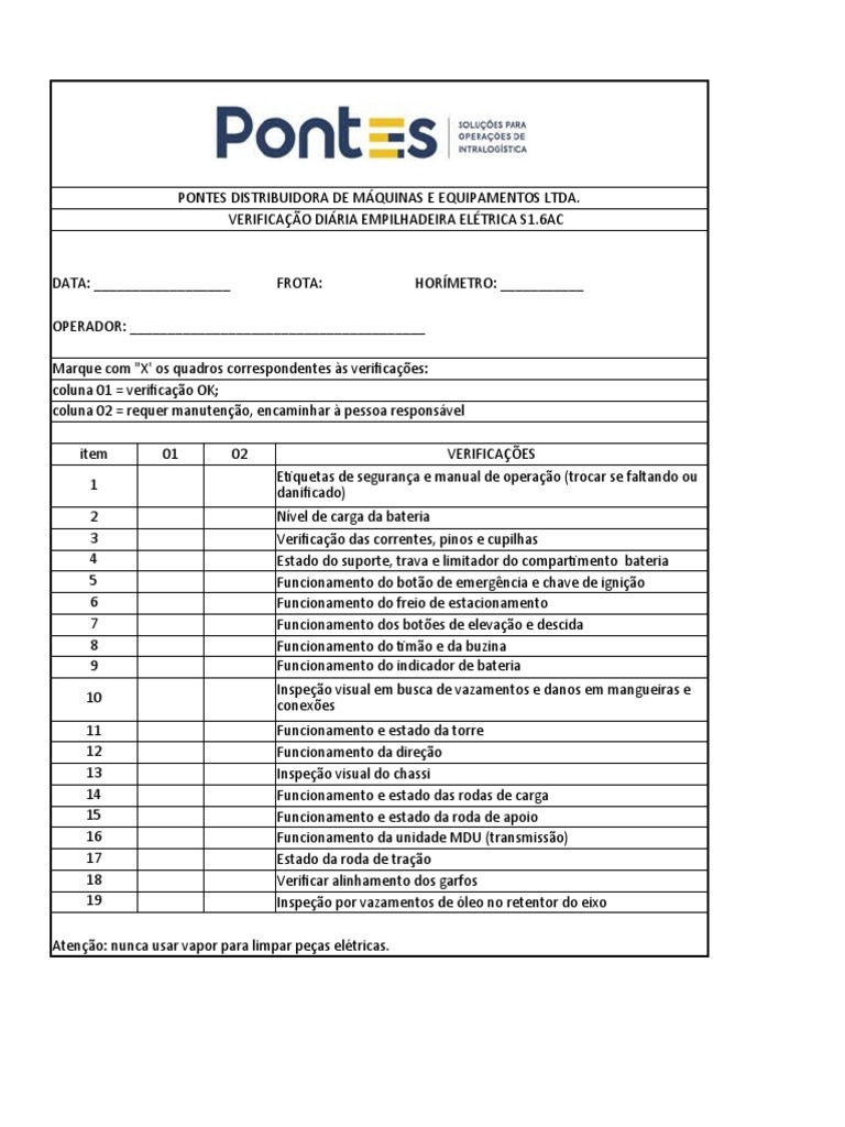 Check List Empilhadeira GLP | PDF | Carro | Motores