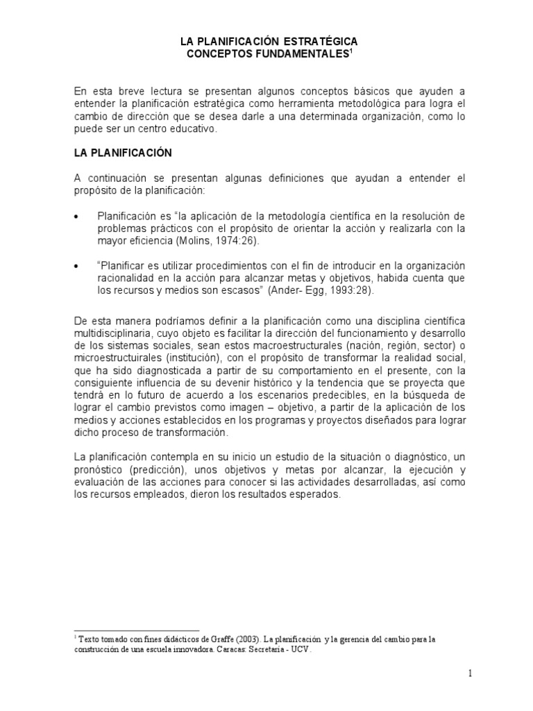 Introducción a la Planificación Estratégica | PDF | Planificación ...