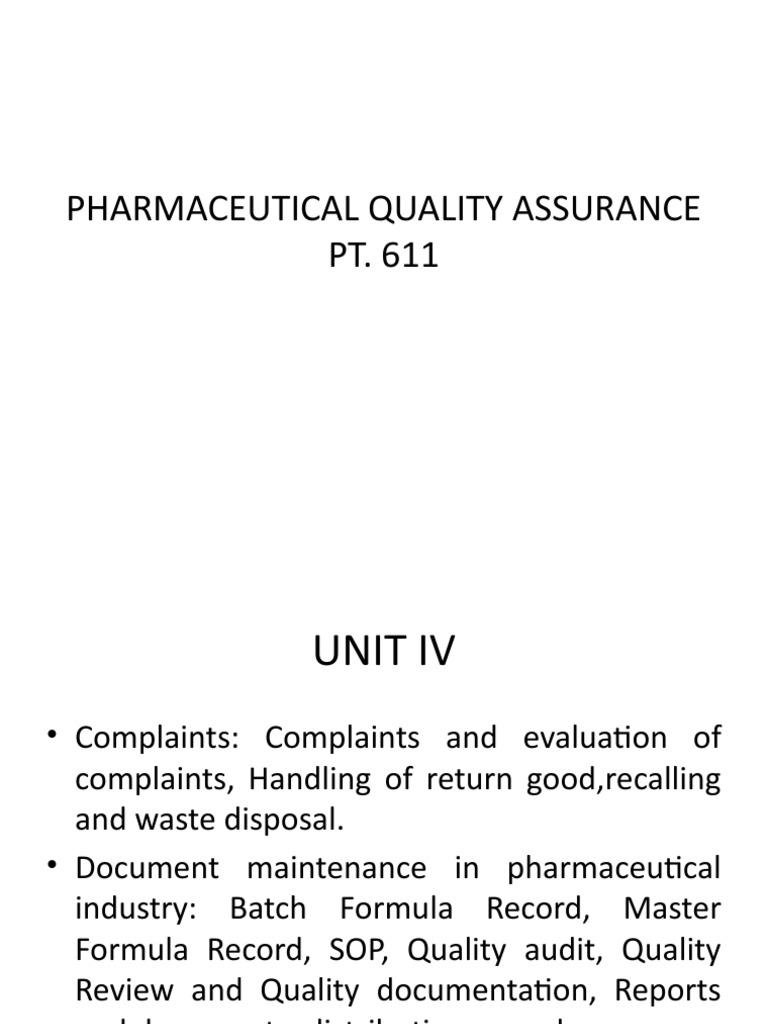 Pharmaceutical Quality Assurance PDF Business Process Business