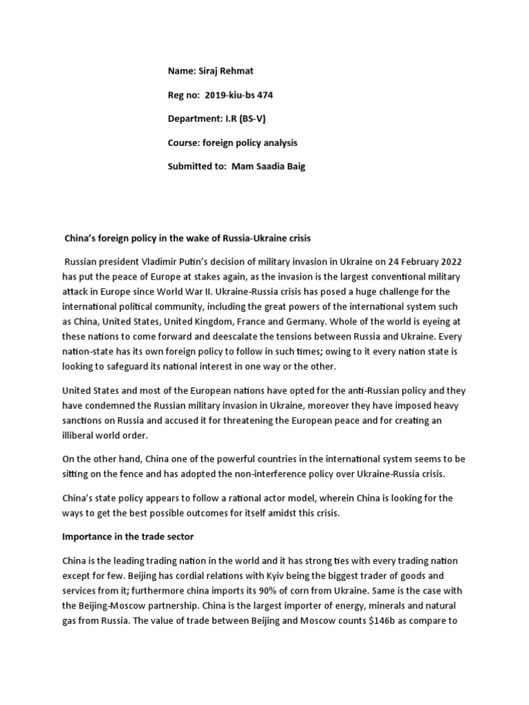 China Foreign Policy PDF World Politics China