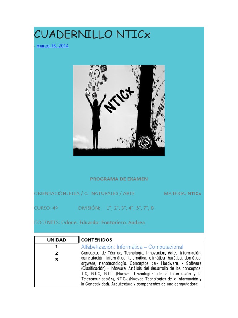 Cuadernillo de NTICx para 4º Año | PDF | Software libre | Hardware de ...