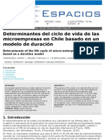 Determinantes Del Ciclo de Vida de Las Microempresas en Chile Basado en Un Modelo de Duración