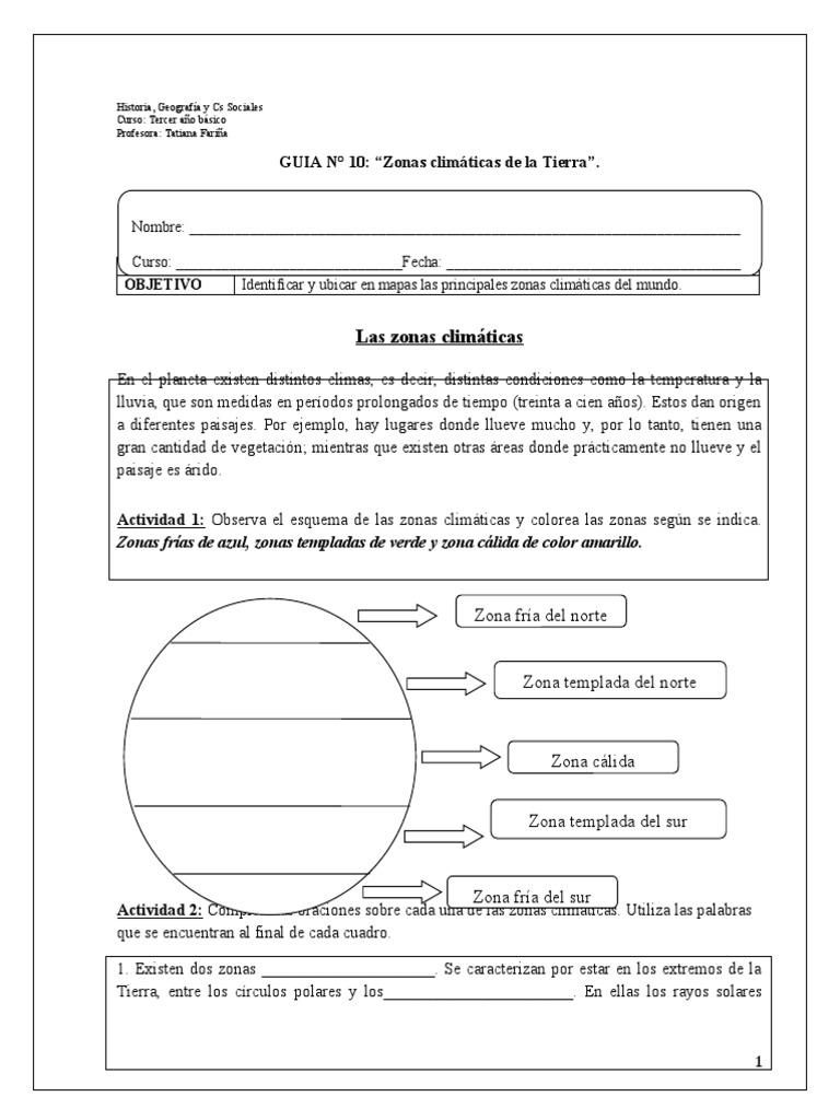 3° Ficha 10 | PDF | Clima | Clima templado