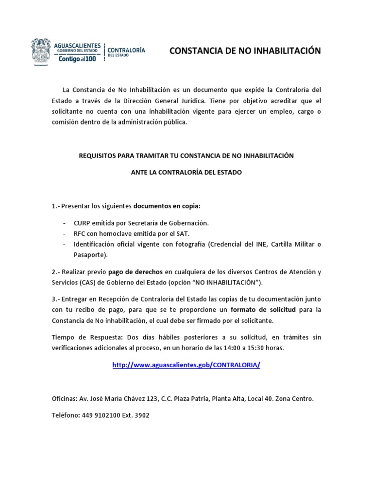 Requisitos para Constancia de No Inhabilitación | PDF | Derecho