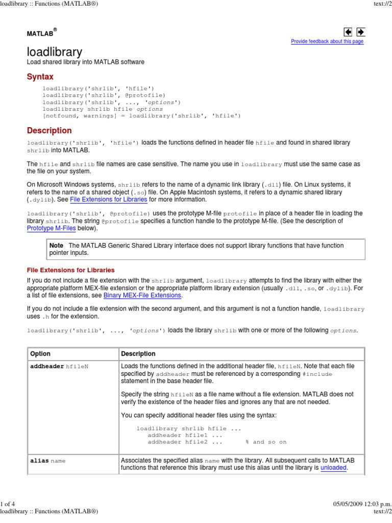 Load Library Functions Matlab 122 | Library (Computing) | Matlab