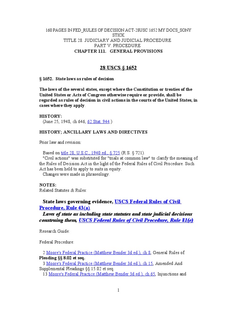 28 Usc 1652 State Laws Download Free PDF Diversity Jurisdiction