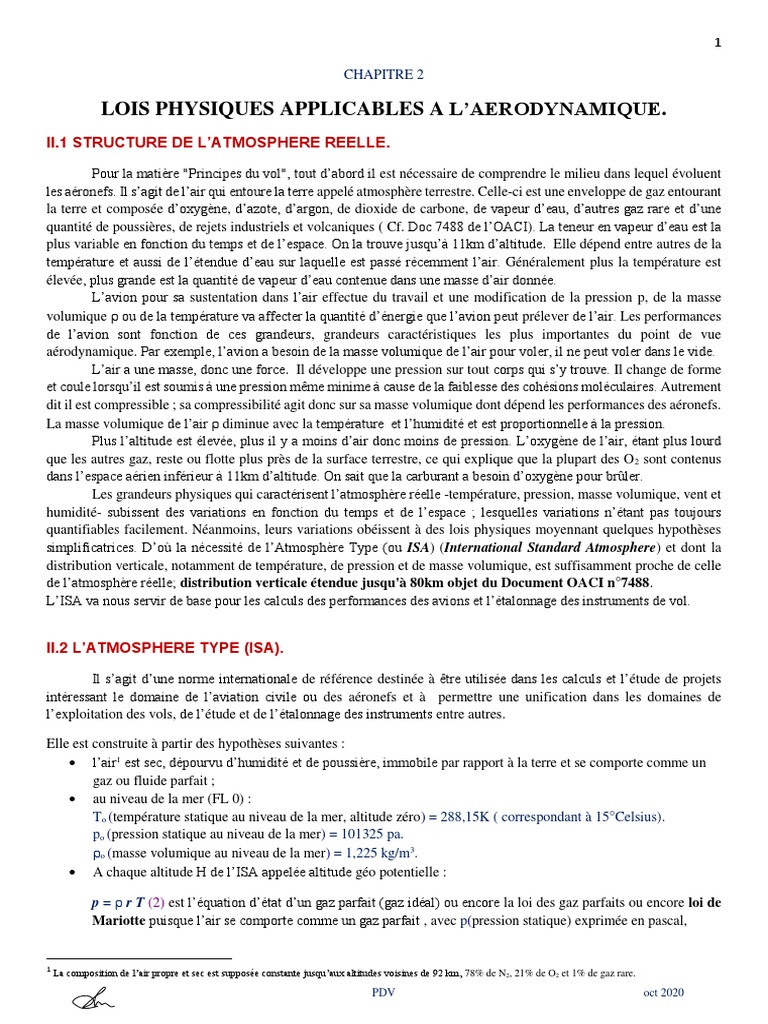 Chap 02 Lois Physiques | PDF | Altitudes et vitesses (aéronautique ...