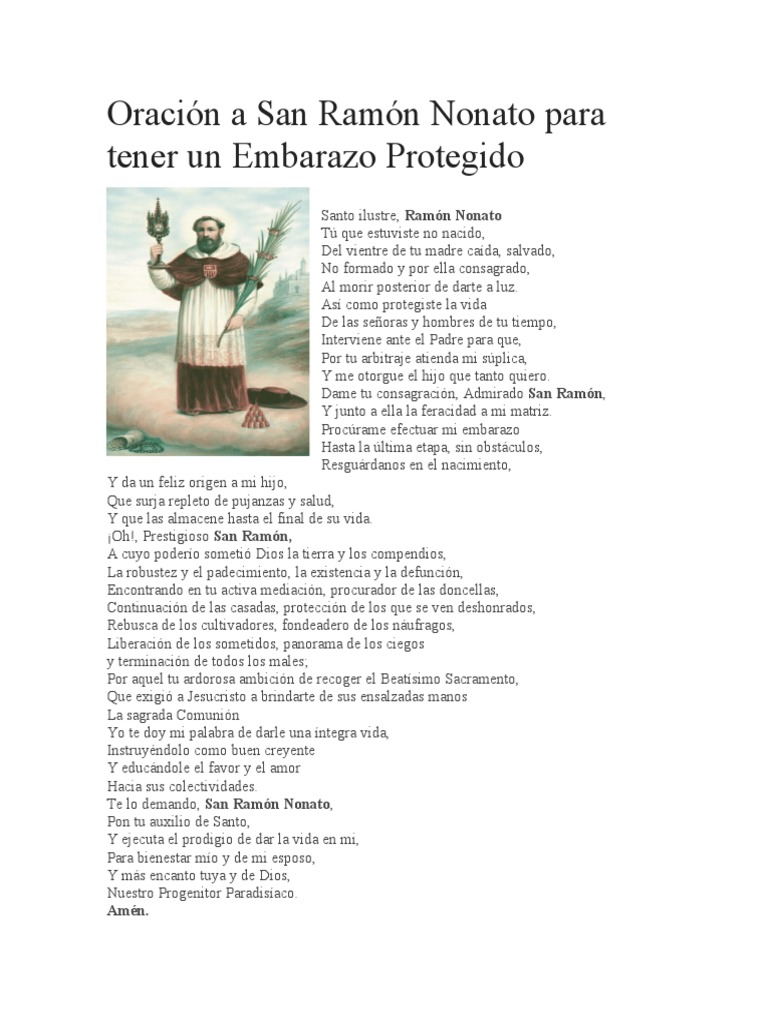 Oración a San Ramón Nonato para Embarazo | PDF