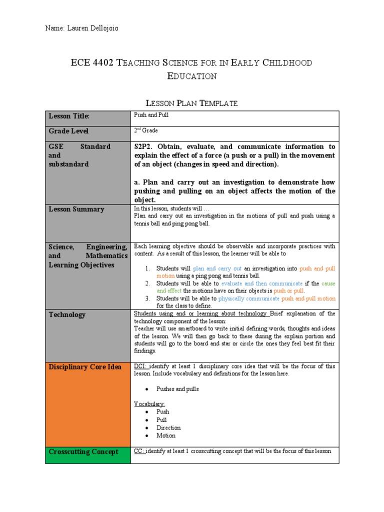 Lesson Plan Template | PDF | Cognition | Cognitive Science