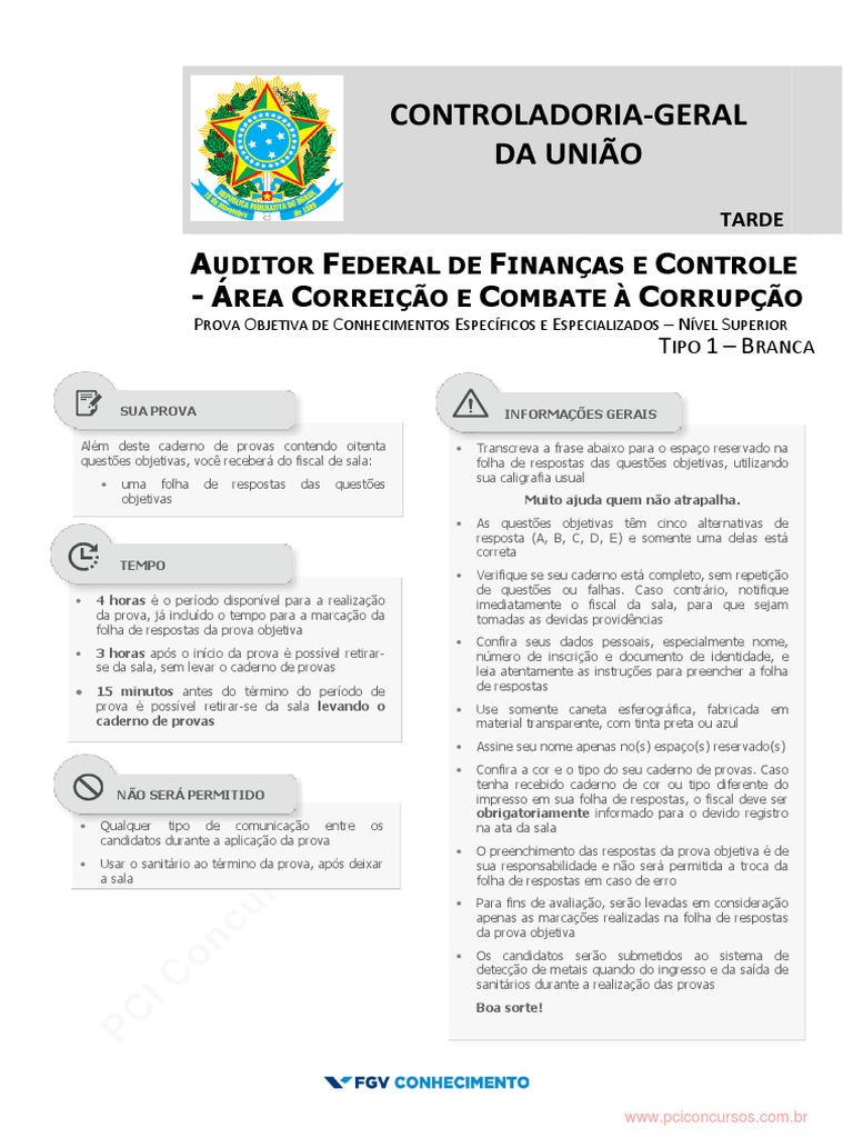 Auditor Federal de Financas e Controle Correicao e Combate A Corrupcao ...