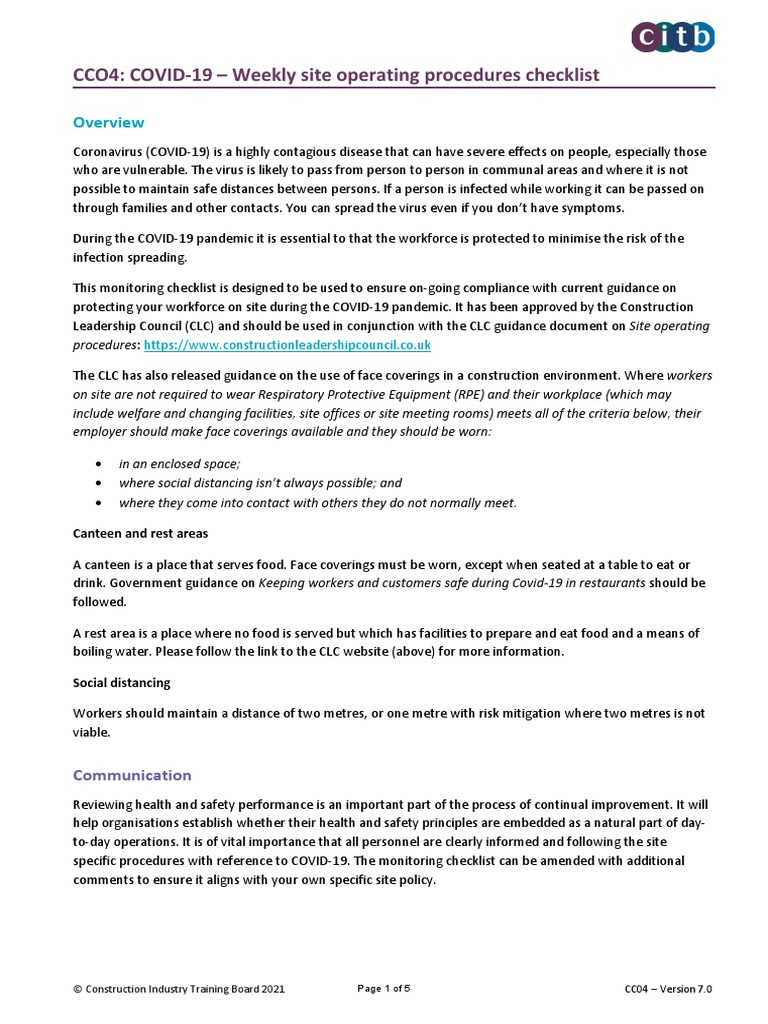 cc04 Site Operating Procedures Compliance Checklist v7.0 PDF