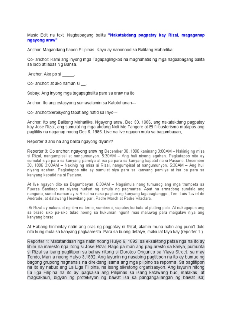 Rizal Script | PDF