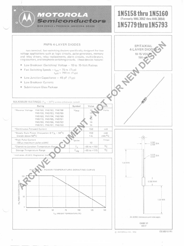 IN5158 Electrical Characteristics Datasheet | PDF | Anode | Diode