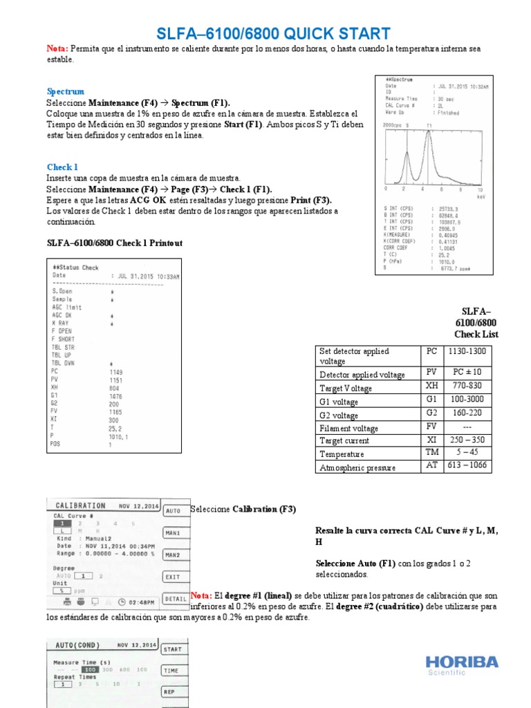 Guía Rápida SLFA–6100/6800 | PDF | Calibración | Regulación