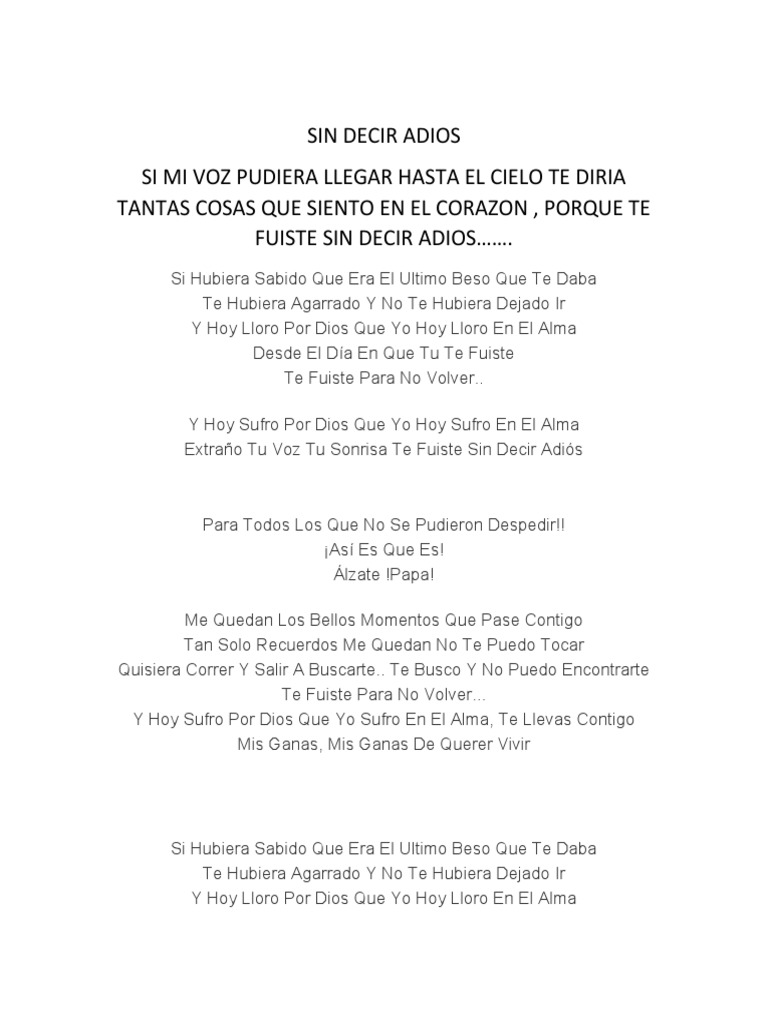 Sin Decir Adios Pdf