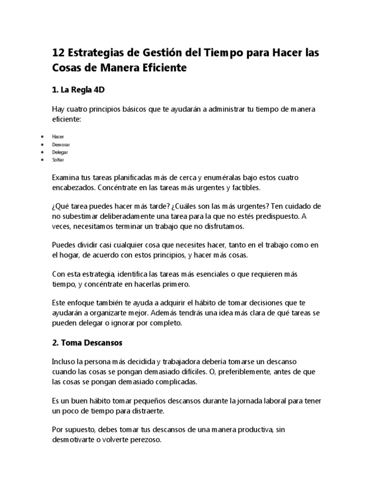 12 Estrategias de Gestión Del Tiempo para Hacer Las Cosas de Manera ...