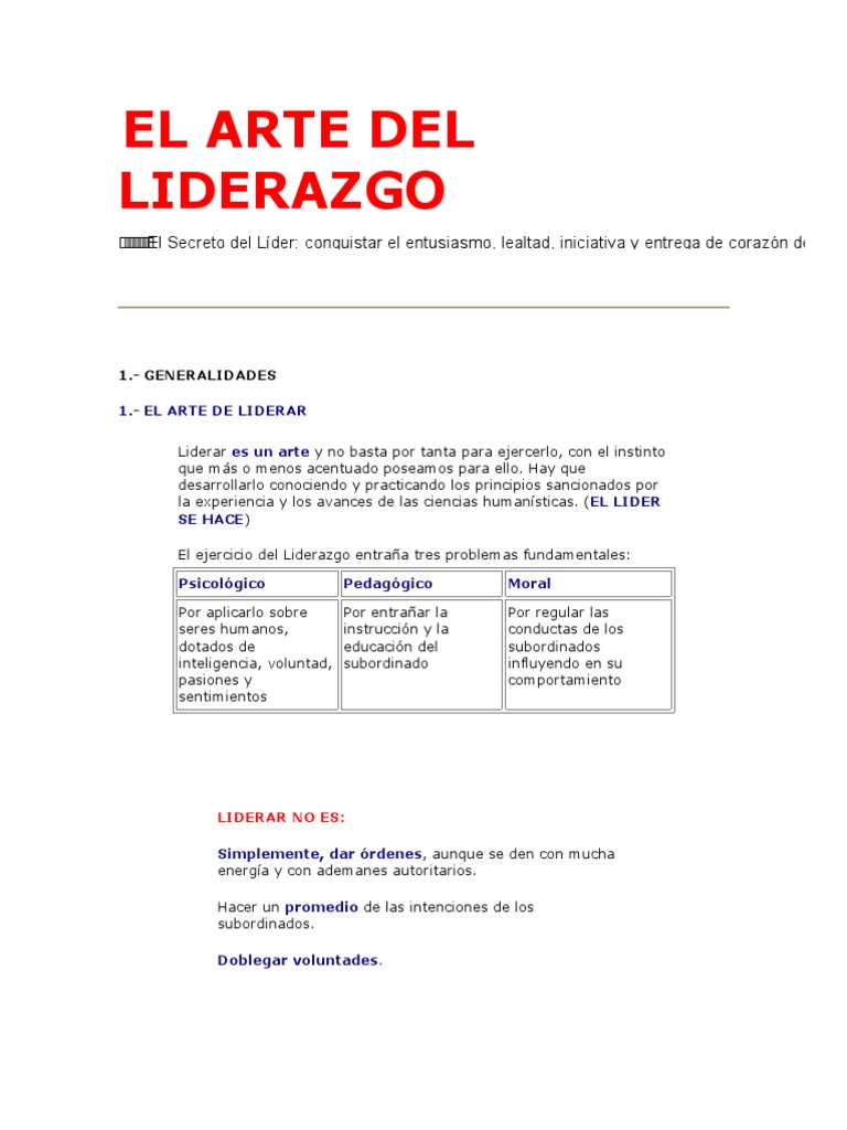 El Arte Del Liderazgo | PDF | Liderazgo | Conocimiento