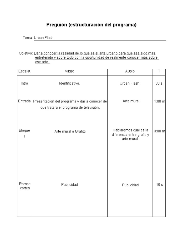 Preguión (Estructuración Del Programa) Scena Ideo Udio PDF