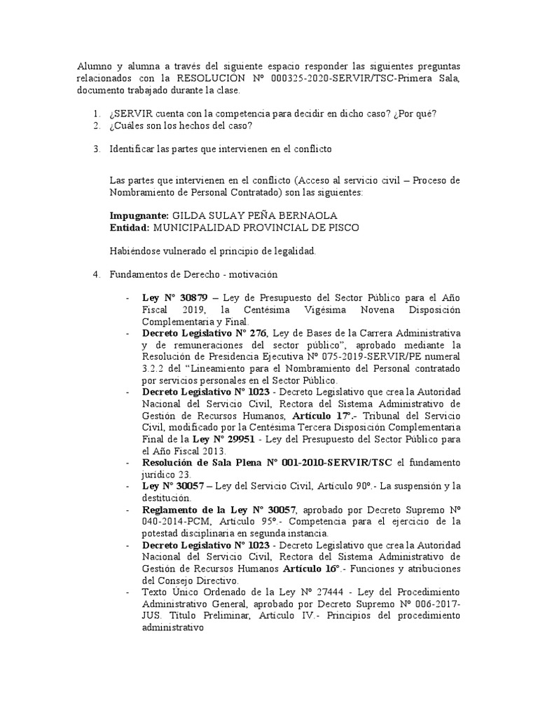 Análisis de la Resolución SERVIR 000325-2020 | PDF | Gobernancia | Ley ...