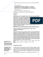 Consideraciones Sobre La Salud Mental en La Pandemia de Covid - 19