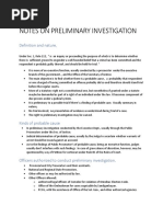 Notes on preliminary investigation procedures