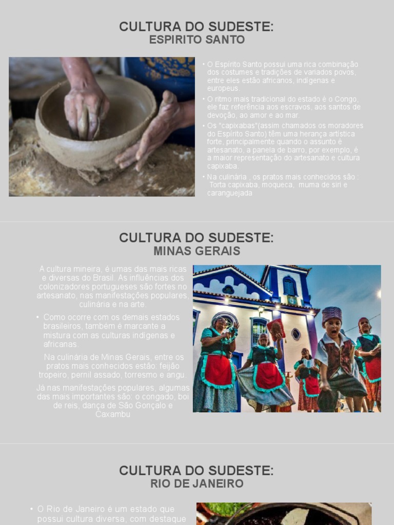 CULTURA DO SUDESTE Trabalho Geografia 2 | PDF | São Paulo | Culinária