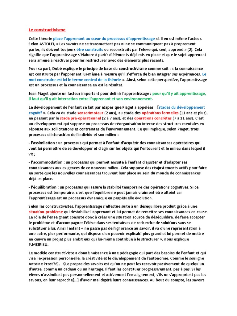 Le constructivisme selon Piaget | PDF | Constructivisme (Philosophie de ...