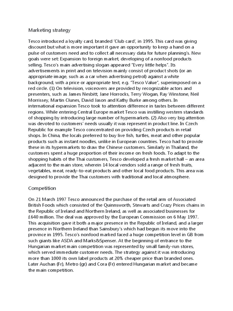 Tesco Case Study PDF Tesco Corporate