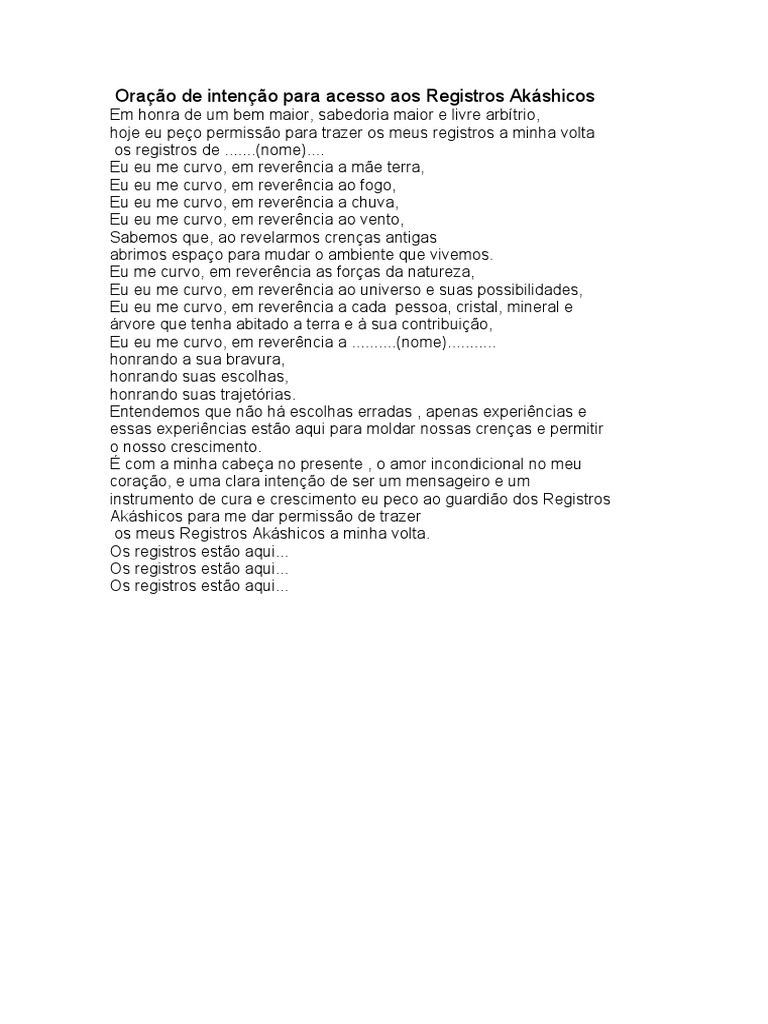 Oração D Abertura Dos Registros Akashicos PDF