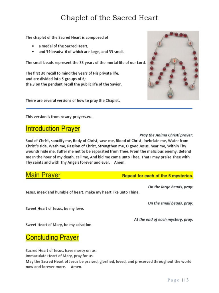 Chaplet of The Sacred Heart | PDF | Prayer | Catholic Church