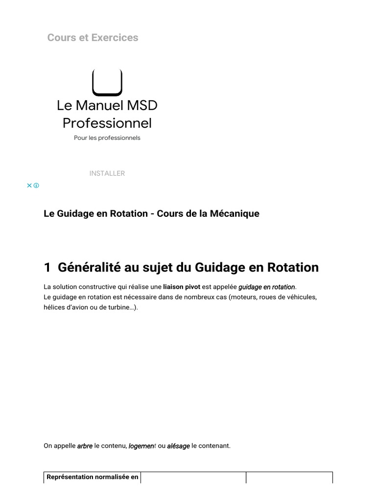 Guidage en Rotation : Principes et Types | PDF | Palier (mécanique ...