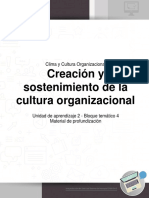 Profundización - Creación y Sostenimiento de La Cultura Organizacional