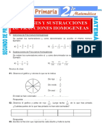 Suma y Resta de Fracciones Homogeneas para Segundo de Primaria