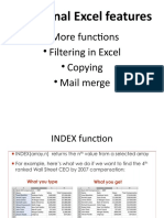 Additional Excel Features