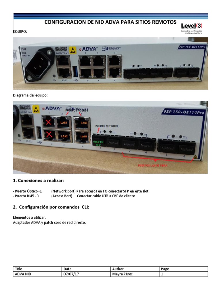 Configuración NID ADVA para Remotos | PDF | Transmisión de datos ...
