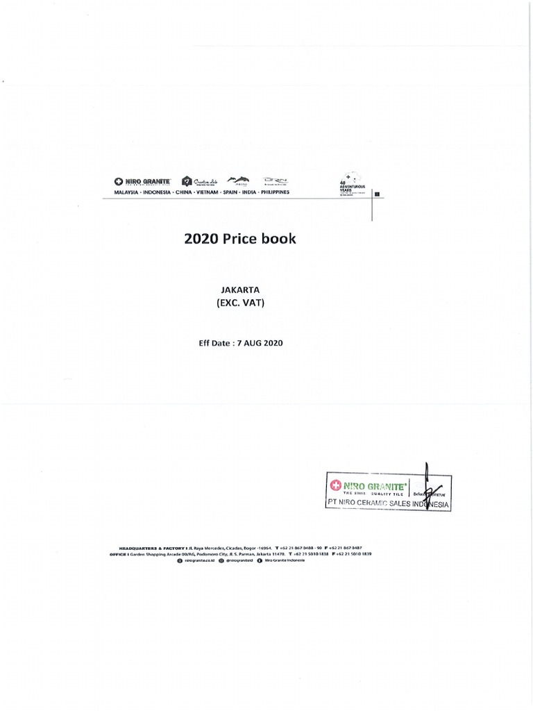 Price Book 2020 PDF