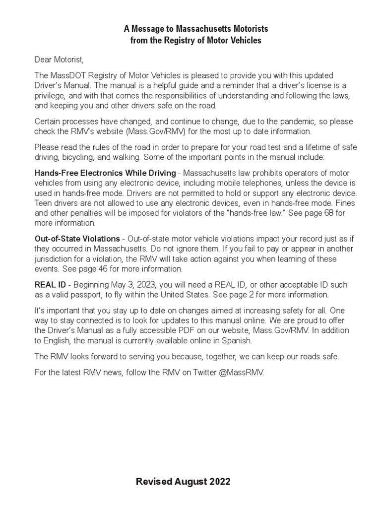 Drivers Manual PDF Driver's License Identity Document