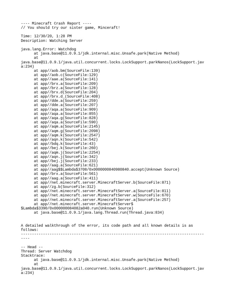 Minecraft Server Watchdog Error Report | PDF | Zip (File Format) | Java ...