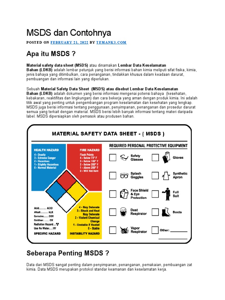 Msds Dan Contohnya Pdf