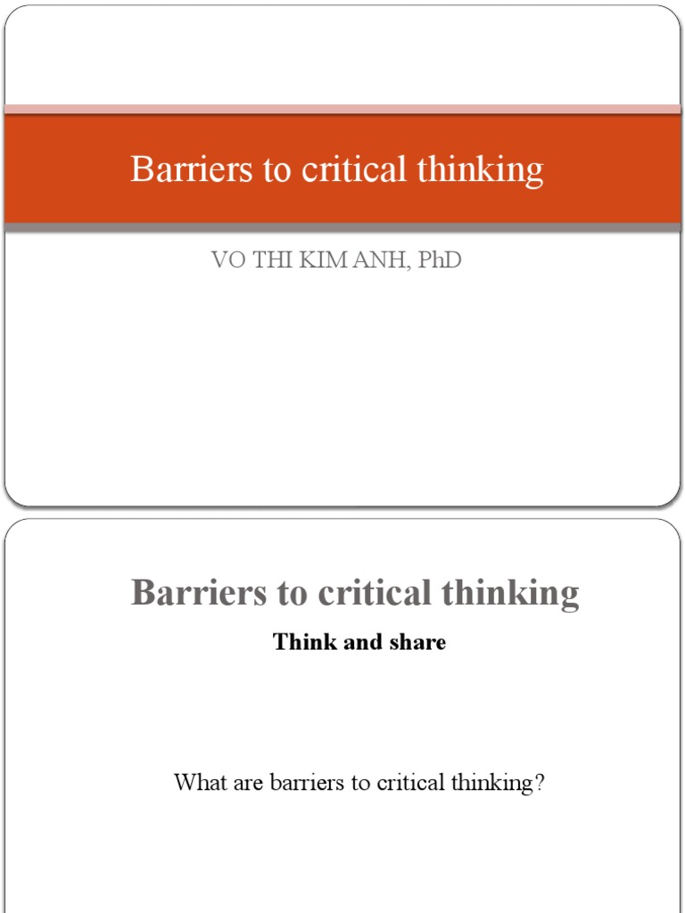 Barriers To Critical Thinking PDF Thought Relativism