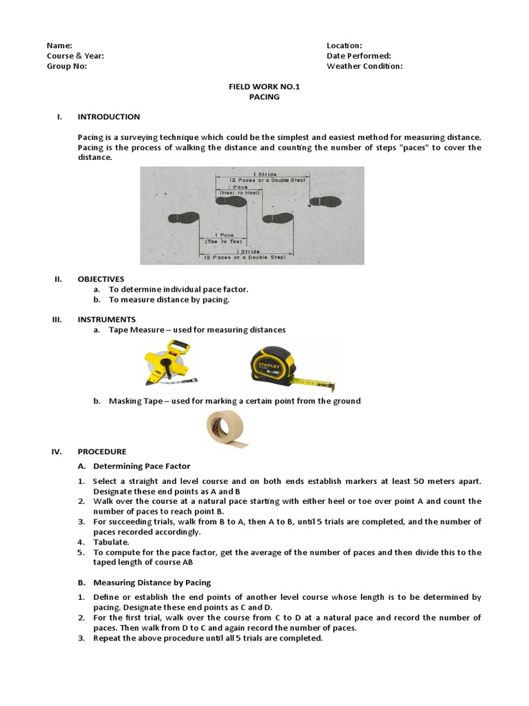 Pacing Technique for Distance Measurement | PDF